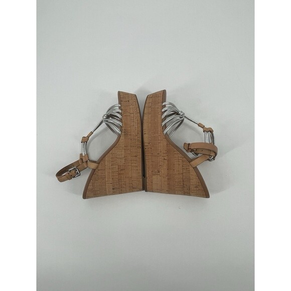 Coach Georgiana Womens Wedge Sandal Metallic Strappy Leather Platform Cork 6.5 - Picture 7 of 14